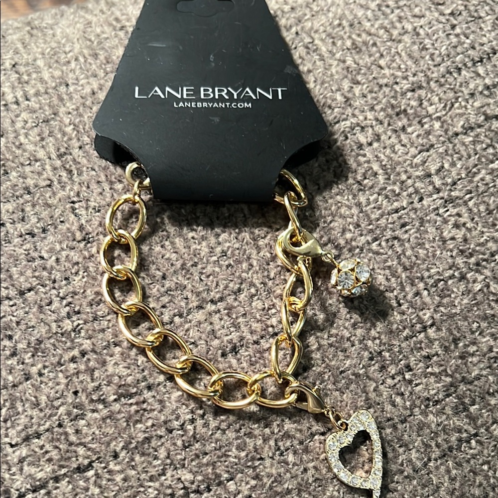3/$18 Lane Bryant Gold Heart Charm Bracelet